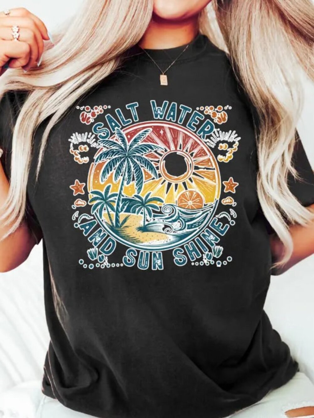 Salt Water And Sun Shine Shirt, Summer Shirt, Retro Beach Shirt